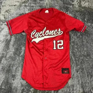 Vtg Rawlings Cyclones #12 USA AAU Baseball Sports Jersey Red Size S Adult